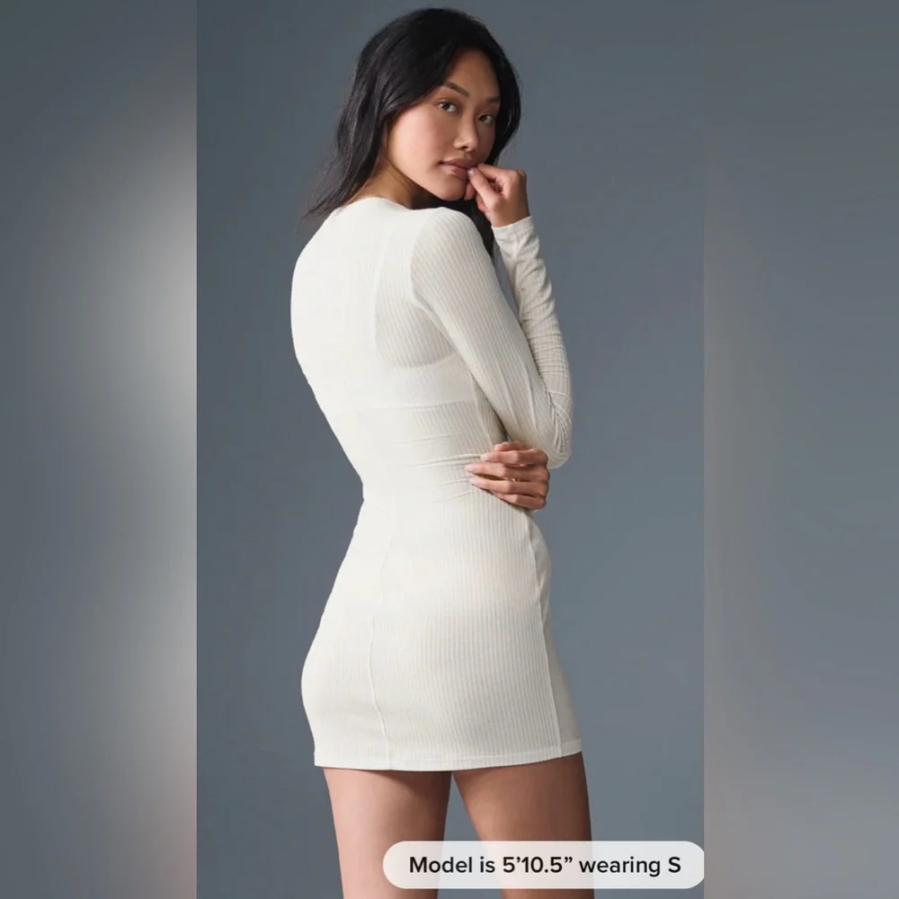 alo long sleeve dress Alo Yoga Ribbed Sea Coast Long Sleeve Dress - Ivory